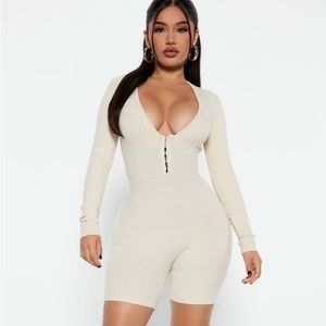 Fashion Nova Cream bandage Romper